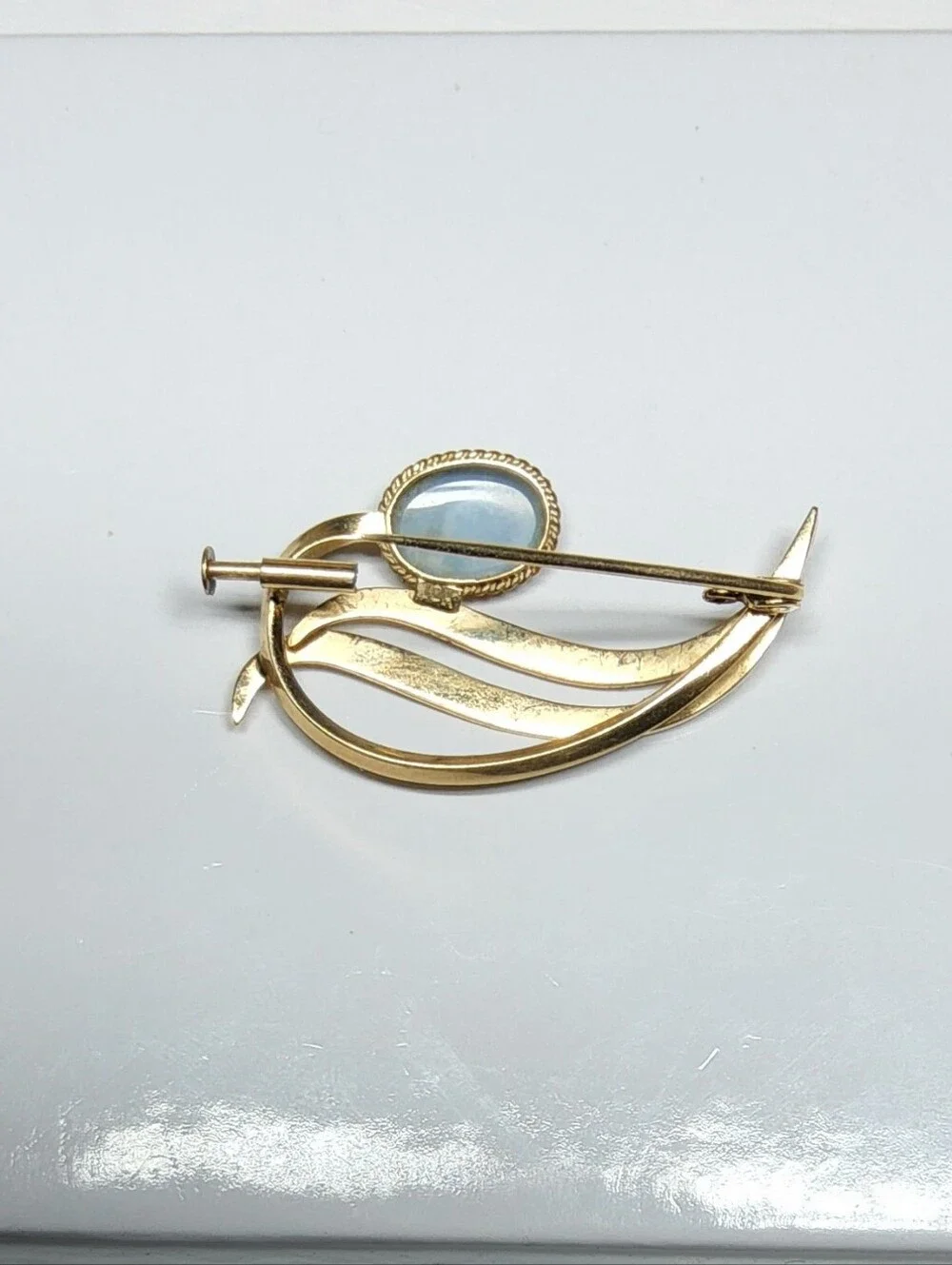 Vintage 10K Solid Yellow Gold Semi-Black Opal Dual-Textured